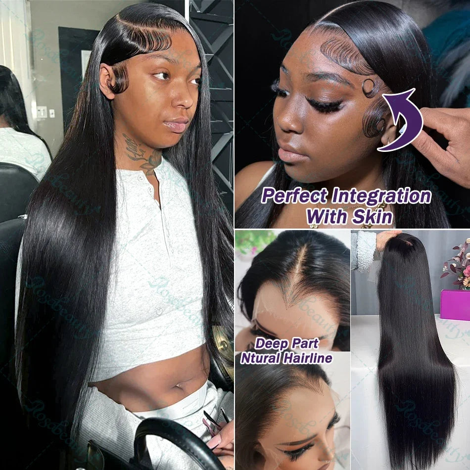 HD Lace Front Wigs 30 38 Inch Straight 13x4 13x6 Transparent Lace Frontal Human Hair Wigs Pre Plucked HD Lace Wigs For Women