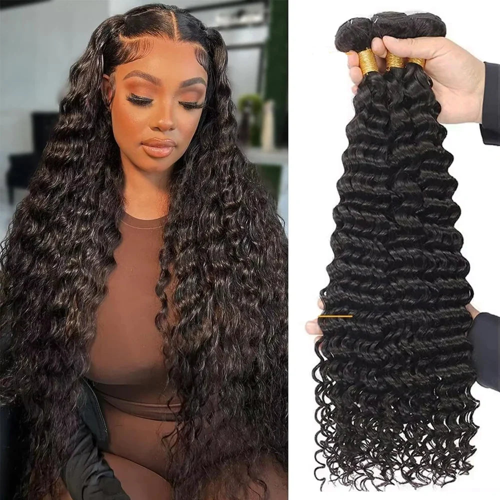 Human Hair Bundles With Closure Burmese Deep Wave Raw 3 4 Bundles With 4x4 5x5 HD Lace Closure Curly Weave With 13x4 Frontal