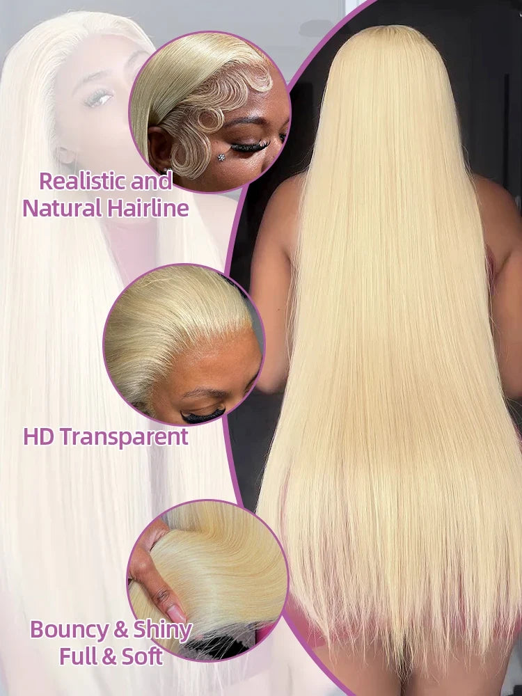 Rosabeauty 40 Inch 13x4 Straight 613 Hd Honey Blonde Lace Front Human Hair Wigs Brazilian 13x6 Color Lace Frontal Wigs For Women