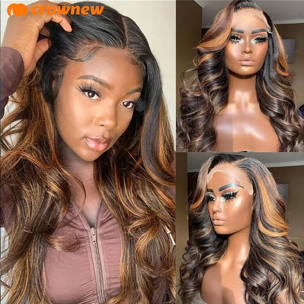 Highlight Wig Human Hair P1B-30 Body Wave Human Hair Wigs 13X4 13x6 HD Lace Frontal Wig Pre Plucked 200% Ombre Human Hair Wig