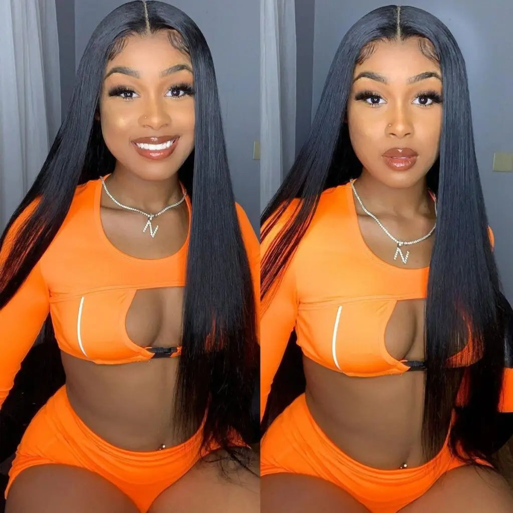 Raw Hair Vietnamese 180 Density 100% Human Hair T Part Lace Frontal Wigs Straight Natural Black Lace Front Human Hair Wigs