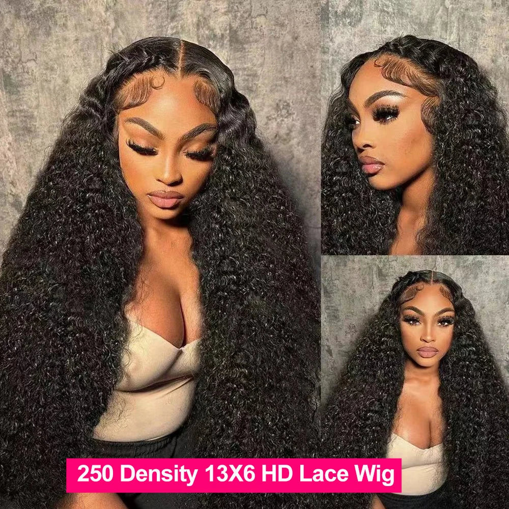 250 Density 30 Inch Kinky Curly 360 13x6 13x4 HD Lace Front Wig 6x6 Closure Glueless Wig Deep Wave Lace Frontal Human Hair Wig