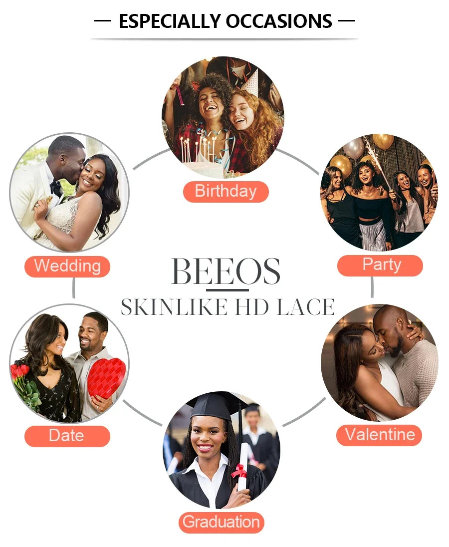 BEEOS 34in Real HD Full Lace Wig Silky Straight Braided Wigs Natural Pre plucked Lace Frontal Human Hair Wigs For Women Skinlike