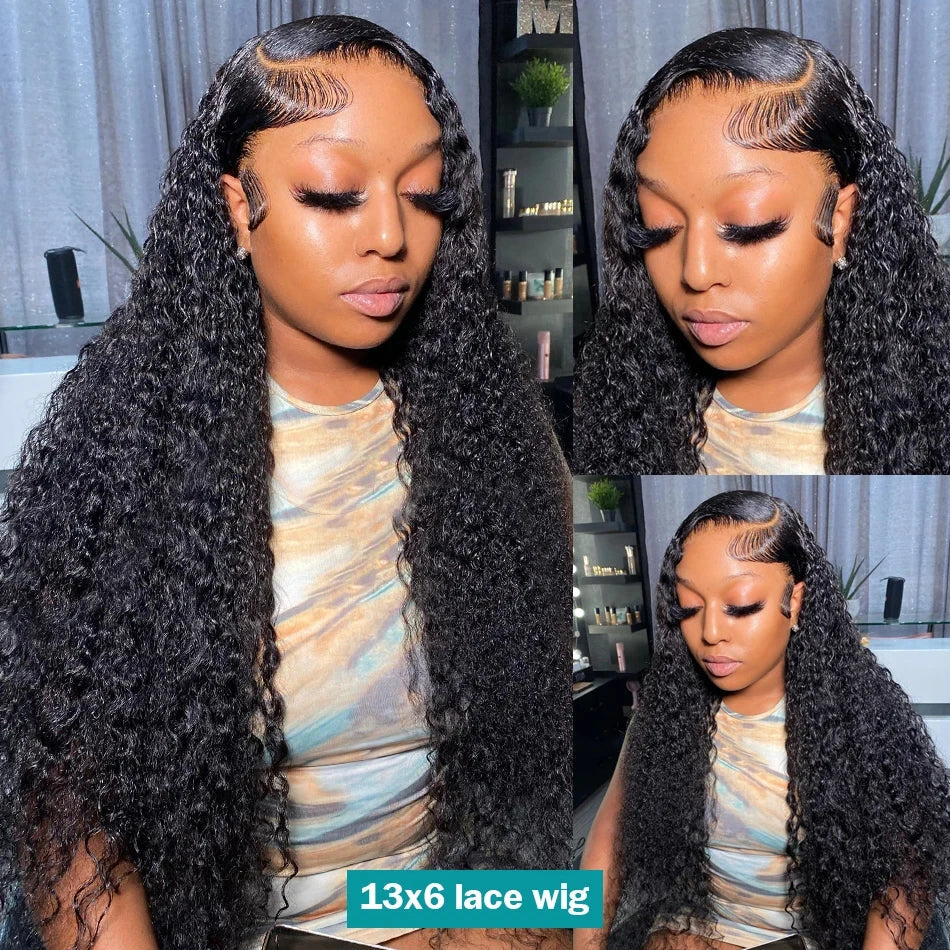 High Density 13x6 Hd Lace Frontal Wigs Brazilian 30 40 Inch Loose Deep Wave Curly Human Hair Wigs For Black Women Preplucked