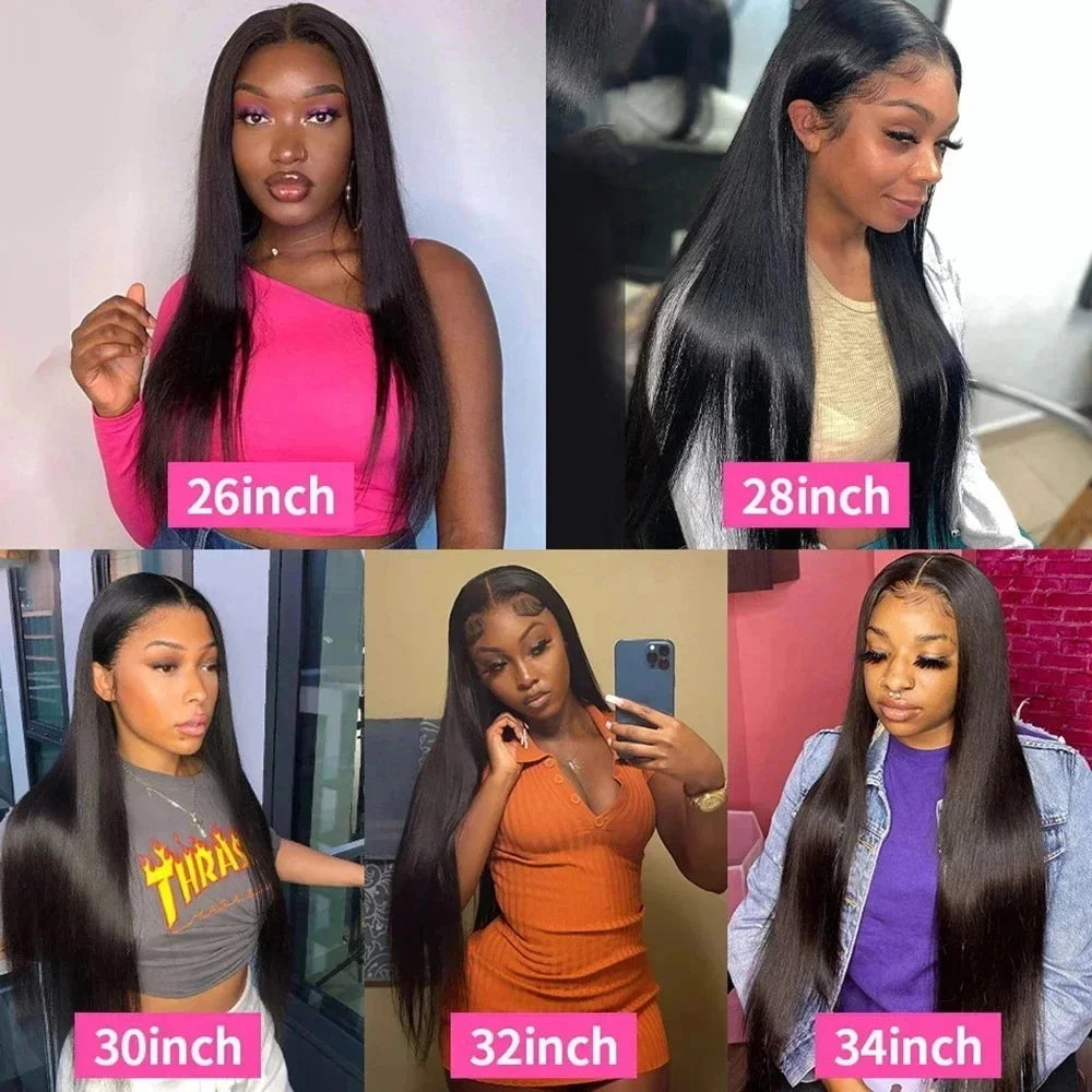13x4 13x6 Hd Bone Straight Transparent Lace Front Wig Human Hair 40 Inch Pre Plucked Lace Front Wigs 200 Density Human Hair Wigs