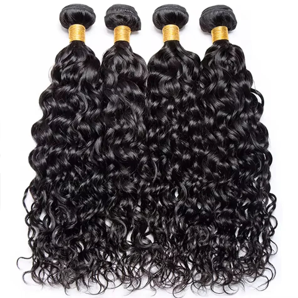 Water Wave Bundles With 4x4 Lace Closure Burmese Virgin Human Hair Water Curly Bundles With Closure Human Hair Weave Extension