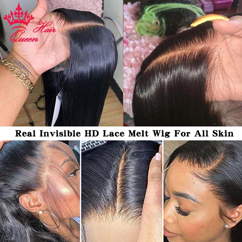Queen Hair 400% High Density Wig Real HD Lace Raw Human Hair 13x4 13x6 FULL Frontal 6x6 7x7 Closure Wig Straight / Body Wave