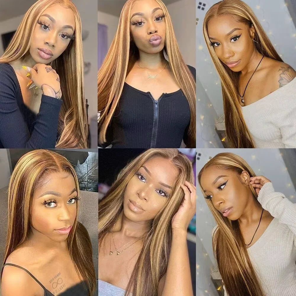 HD Highlight 13x4 Bone Straight Lace Front Wig Vietnamese Honey Blonde 13x6 Lace Frontal Wigs Remy Human Hair Wig Pre Plucked