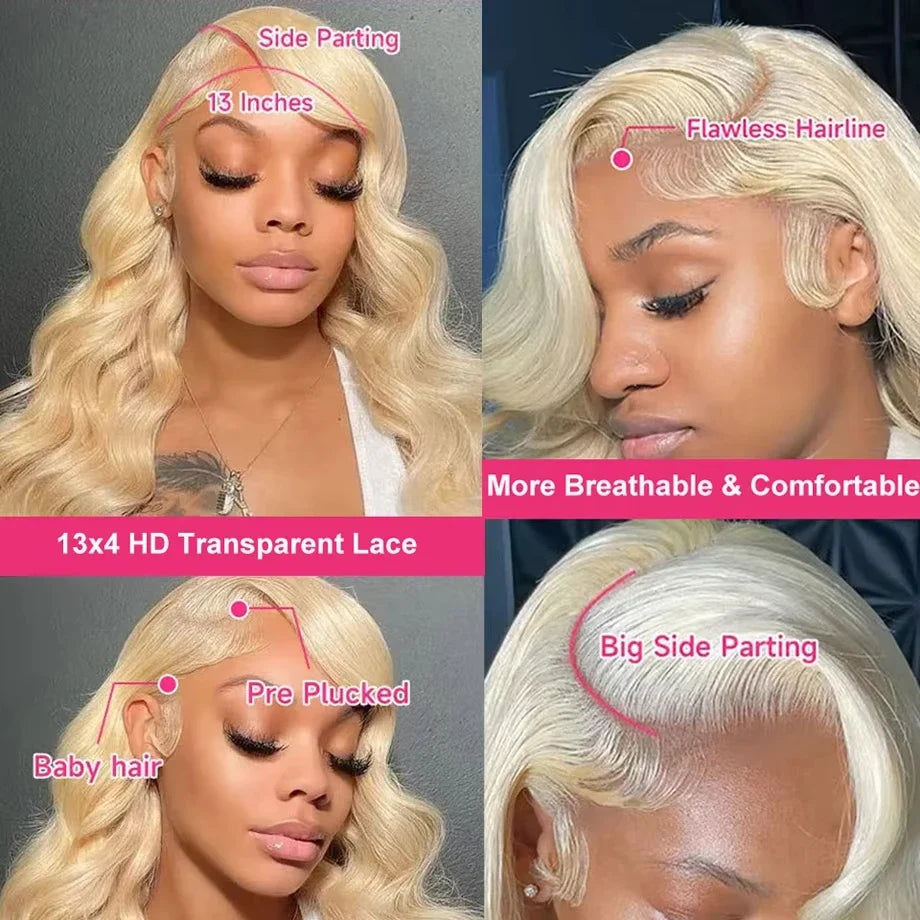 Curly Human Hair Wig Deep Wave Frontal Burmese 613 Blonde Body Wave Human Hair Wigs For Women 13x6 Hd Lace Front Human Hair Wig
