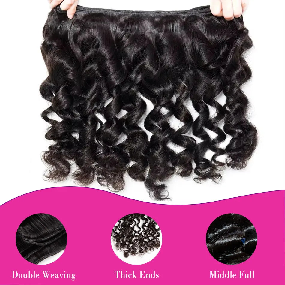 Luvin Loose Deep Wave Raw Human Hair Bundles 34 Inch 1/3/5 Brazilian Double Weft Virgin Curly Bundles Deep Wave Extensions