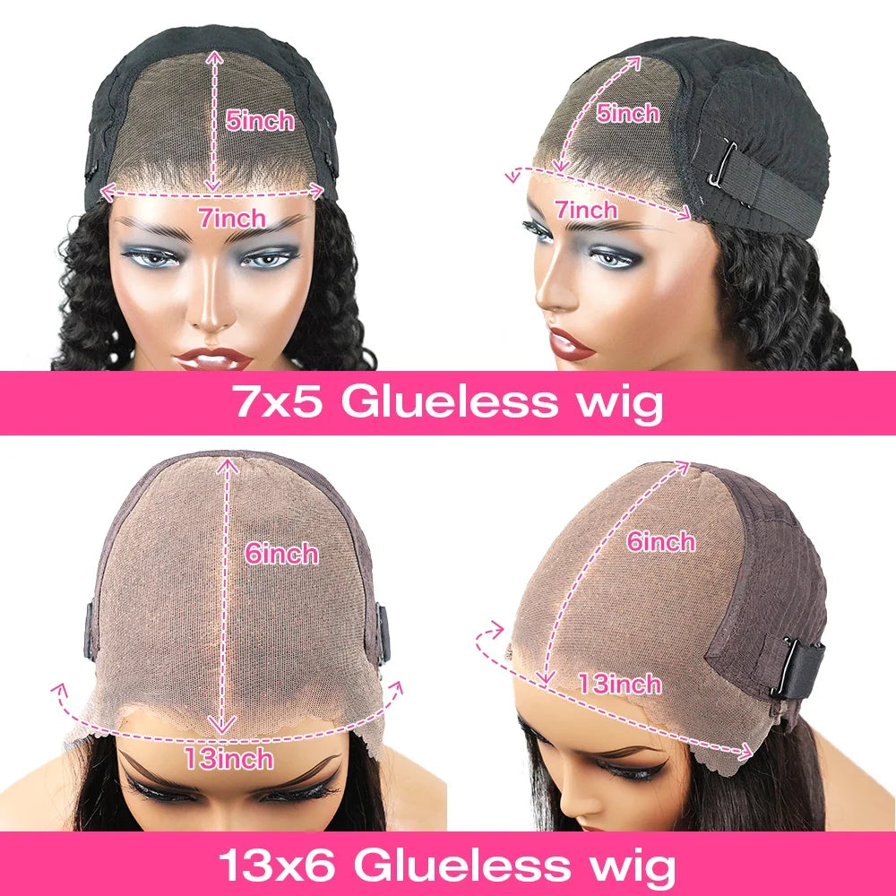 13x6 Hd Deep Wave Glueless Wig Human Hair For Women Wear And Go 7x5 Frontal Curly Lace Front Wigs On Clearance Sale 250 Density