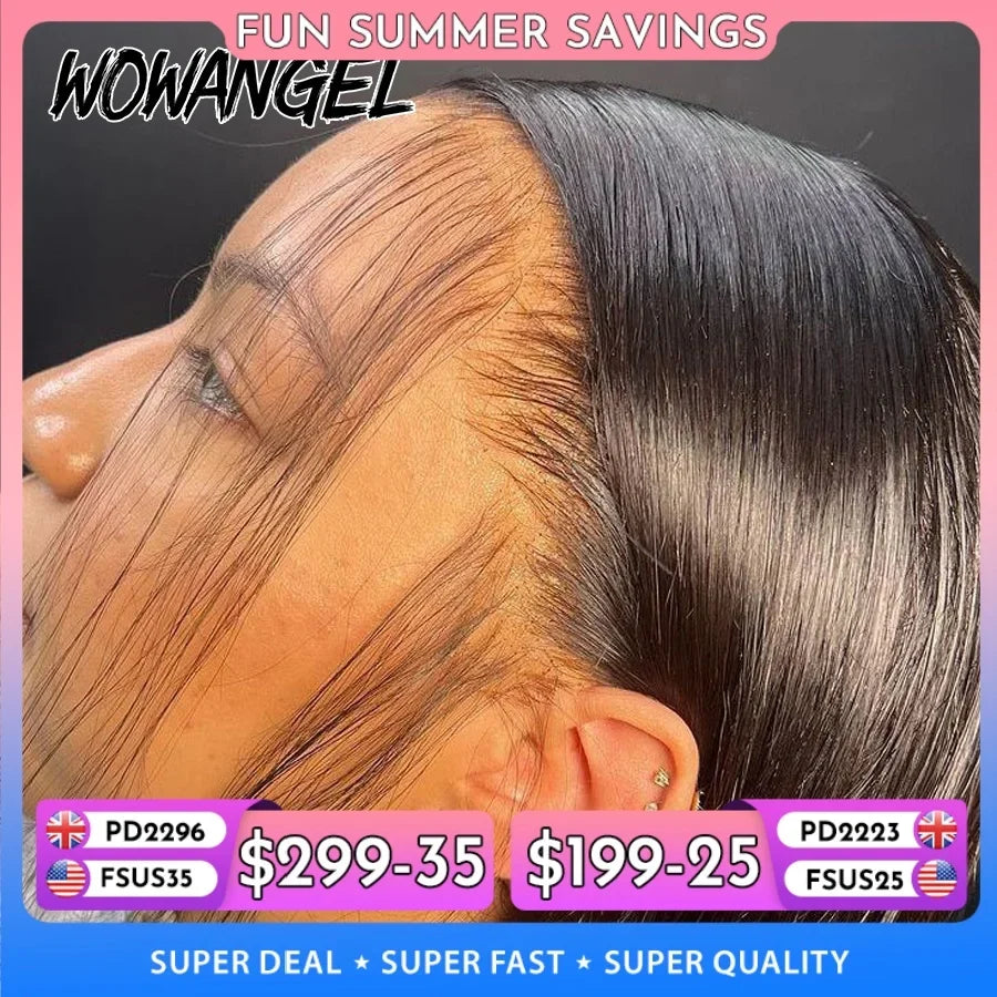 WOW ANGEL HD Lace Frontal Wig 250% 13x6 HD Lace Front Wig Straight Hair Invisible HD Lace Melt Skin HD Lace Front Human Hair Wig