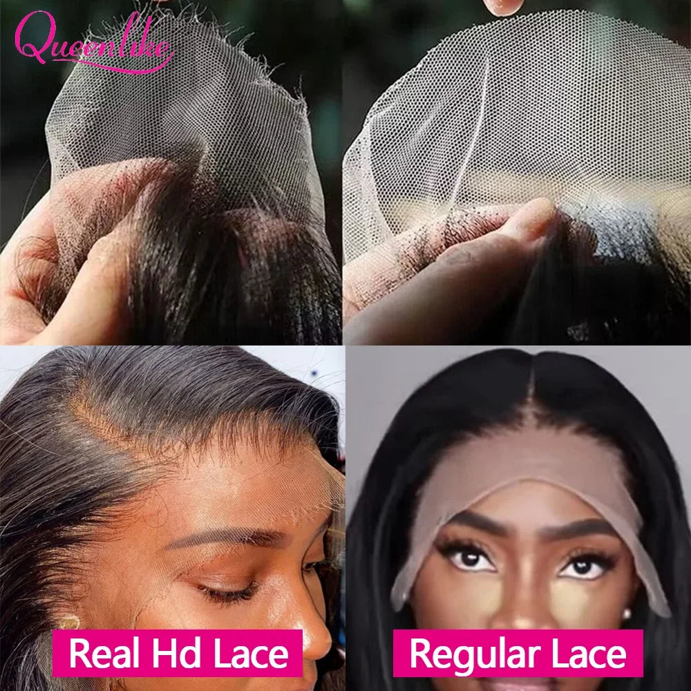 Queenlike 250Density Real Hd Lace Frontal Wig 12A Top Quality Human Hair Wigs for Women 22 24inch 13x4 Straight Lace Frontal Wig