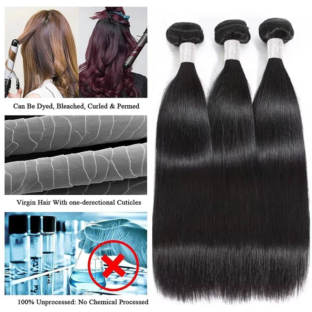 40 50Inch Bone Straight Human Hair Bundles Raw Hair Bundles 100% Human Hair Extensions Brazilian Weave 3 4 Bundles Fast Shipping