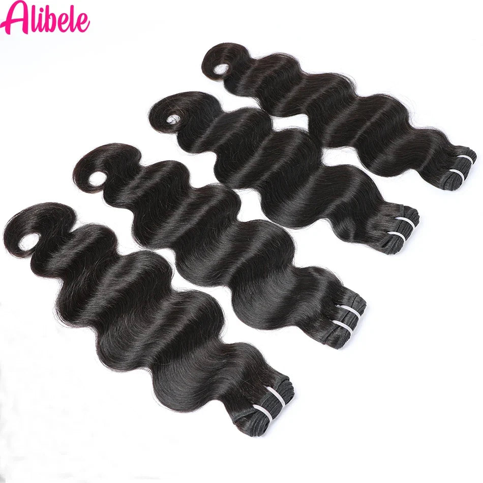12A Grade Body Wave Bundles Malaysia Raw Hair Weave Bundles Alibele Hair Water Wave Bundles Wholesale Bundles Natural BlackColor