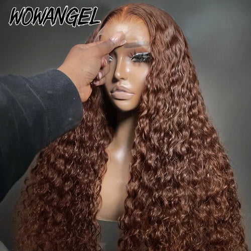 250% Chocolate Brown 13x6 HD Lace Front Human Hair Wigs 13x4 Full Frontal Water Wave Wig PrePlucked Undetectable Lace Curly Hair