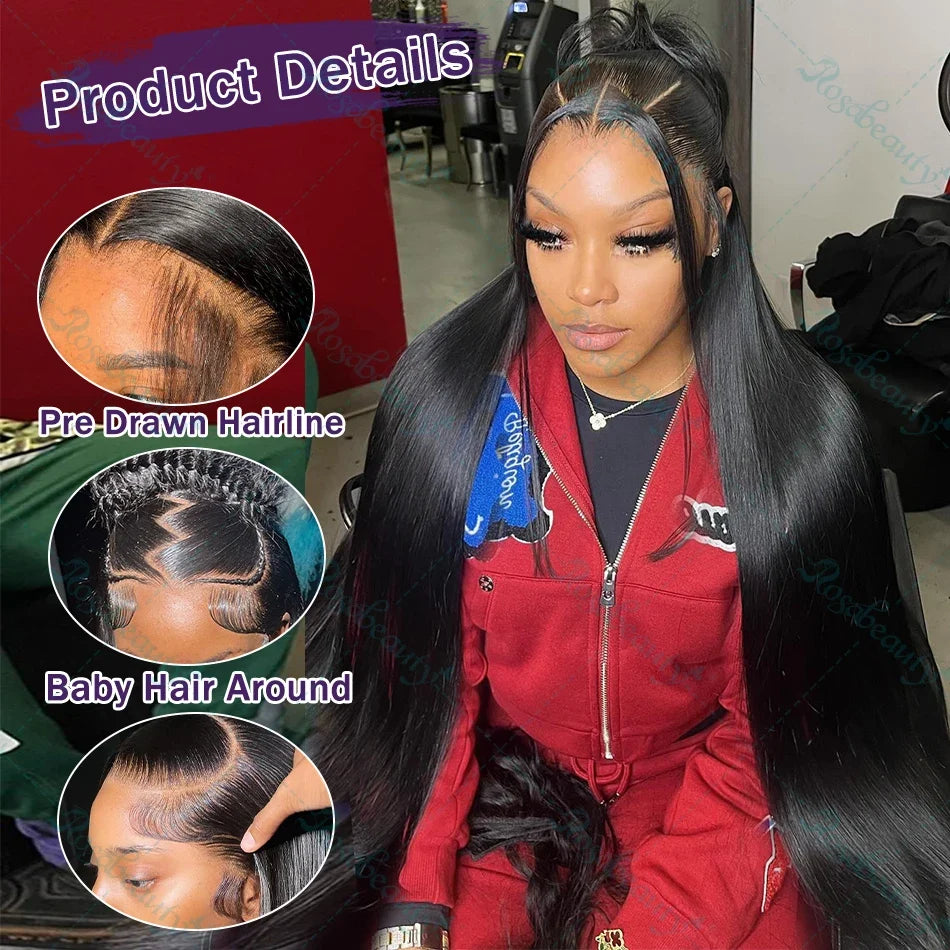 HD Lace Front Wigs 30 38 Inch Straight 13x4 13x6 Transparent Lace Frontal Human Hair Wigs Pre Plucked HD Lace Wigs For Women