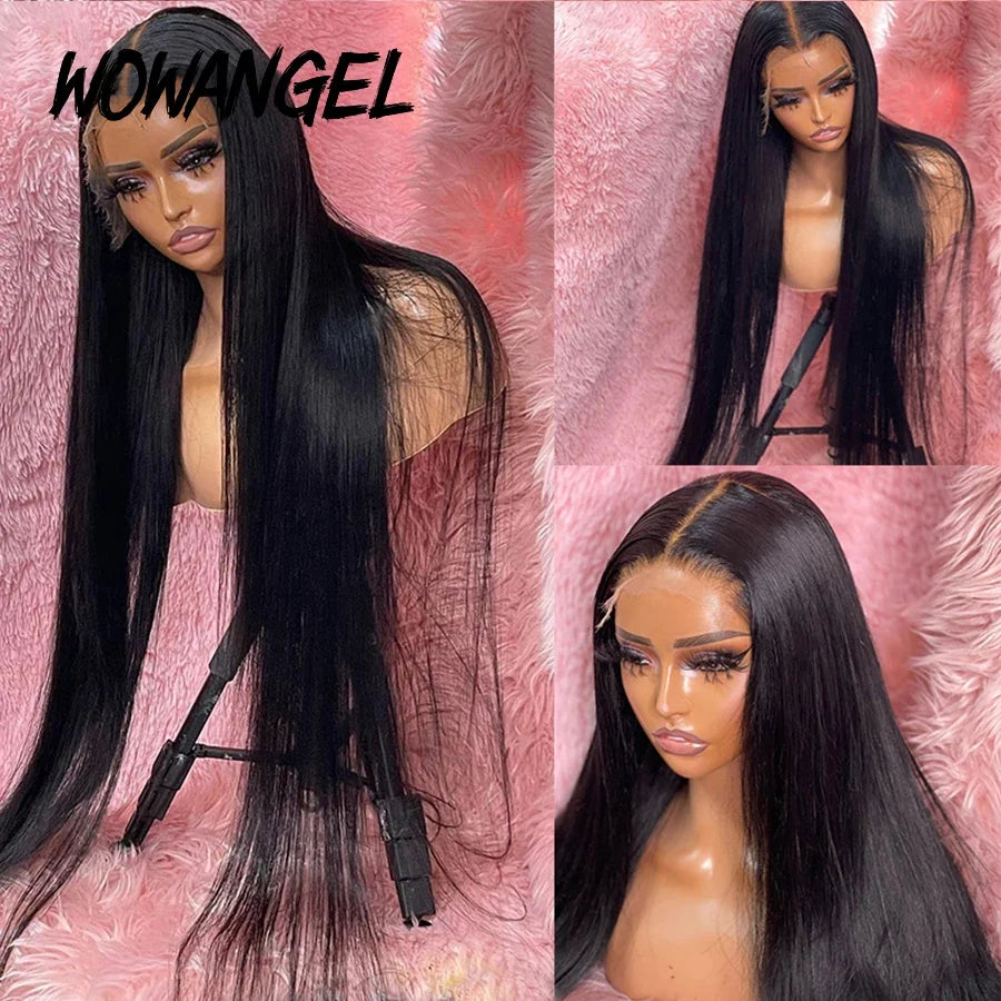 Wow Angel 13x6 HD Lace Frontal Wig Brazilian Straight Lace Front Human Hair Wig Deep Part Pre plucked Fitted Hairline Melt Skins