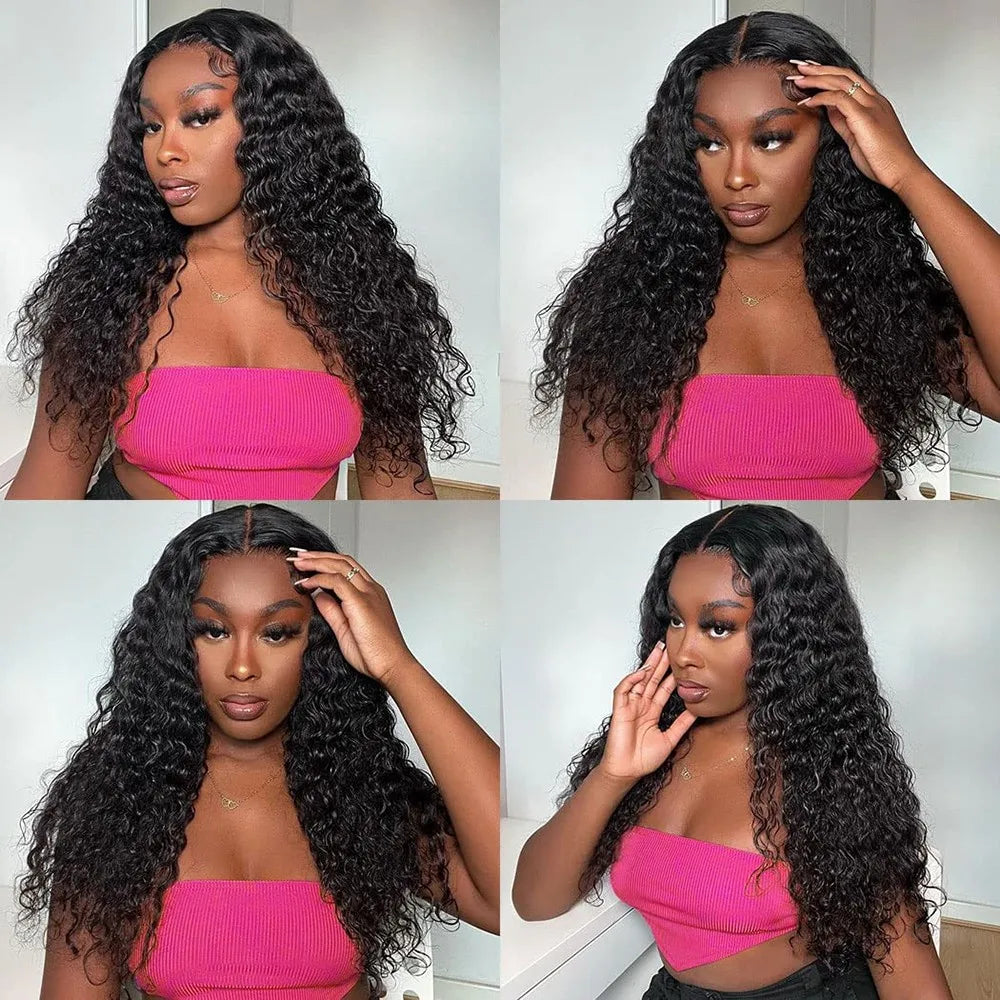 Transparent Remy Deep Wave Lace Front Wig 13x4 13x6 Water Wave Lace Frontal Wig 4X4 Closure Human Hair Wigs For Women Glueless