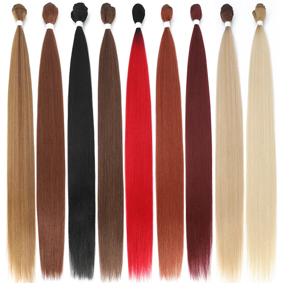 613 Honey Blonde Straight Hair Bundles Ombre Hair Extension 30 32 34 36Inch Super Long Hair Grey Synthetic Straight Hair Weaving