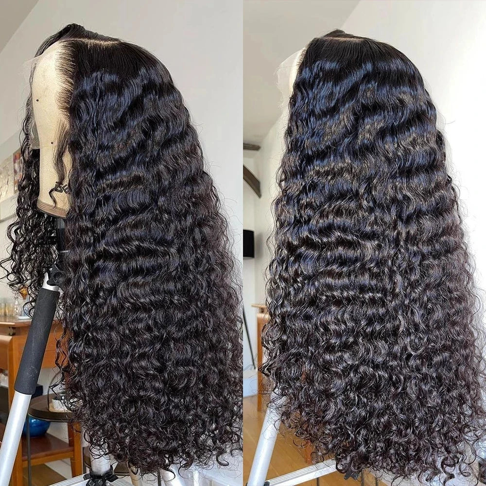Deep Wave Frontal Wig 13x6 HD Lace Frontal Wig 13X4 28 30 32 34 36 Inch Human Hair Lace Frontal Wig Deep Curly Lace Front Wig