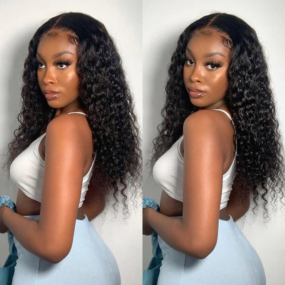 Deep Wave Frontal Wig 13x6 HD Lace Frontal Wig 13X4 28 30 32 34 36 Inch Human Hair Lace Frontal Wig Deep Curly Lace Front Wig