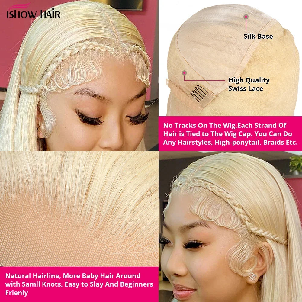 Ishow 613 Full Lace Human Hair Wig Blonde Lace Front Wig Human Hair Full Lace Wig Straight 13x4 Lace Front Human Hair Wig