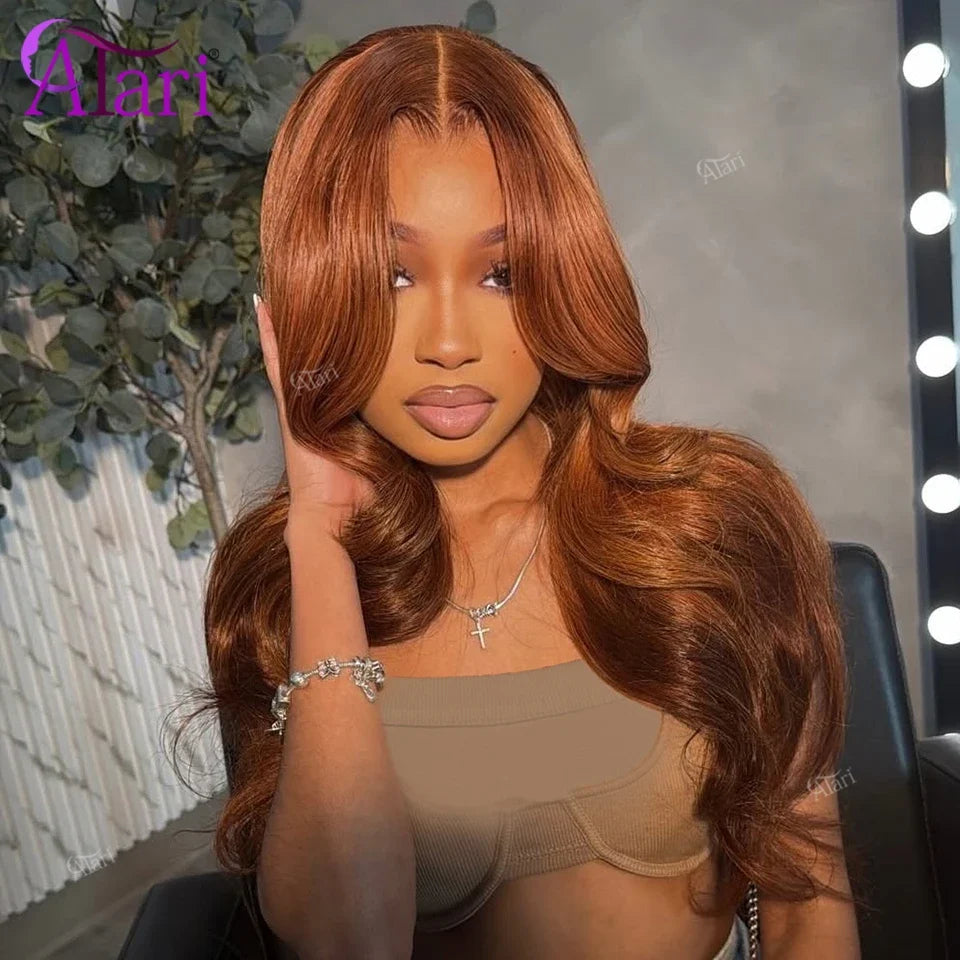 4x4 Copper Ginger Brown Body Wave Closure Wig Transparent 13x4 13x6 Lace Frontal Brazilian Human Hair Wigs for Women Pre Plucked