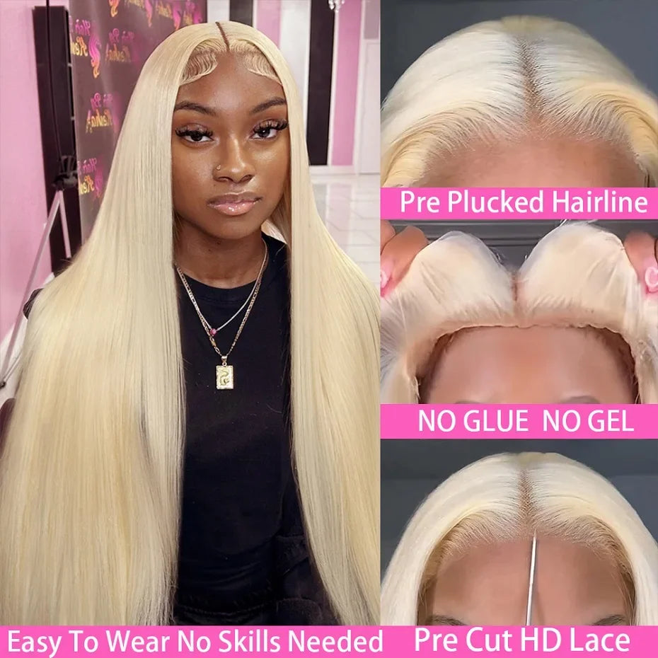 Blonde Preplucked Wigs 613 5x5 Transparent Lace Closure Wig Bone Straight Brazilian Remy Human Hair Lace Wigs For Black Women