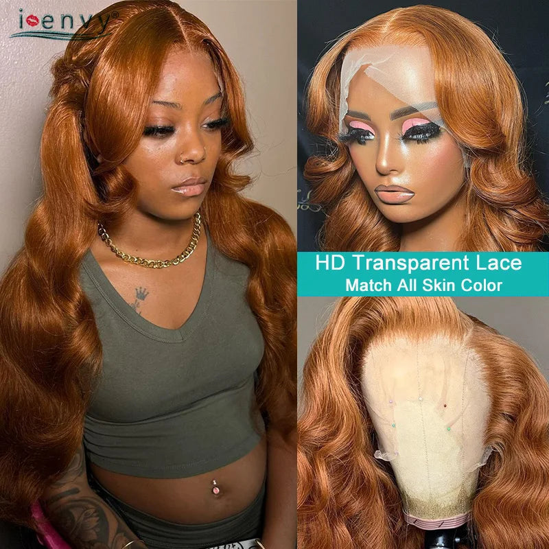 Orange Brown Lace Front Wigs Colored Ginger Blonde 13X6 Lace Frontal Human Hair Wigs Remy Burgundy Red Body Wave Lace Front Wig