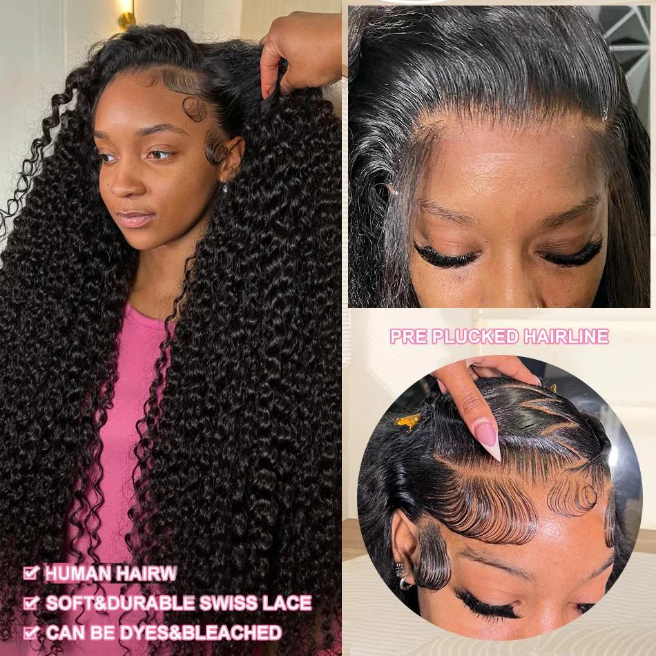 High Density 13x6 Hd Lace Frontal Wigs Brazilian 30 40 Inch Loose Deep Wave Curly Human Hair Wigs For Black Women Preplucked