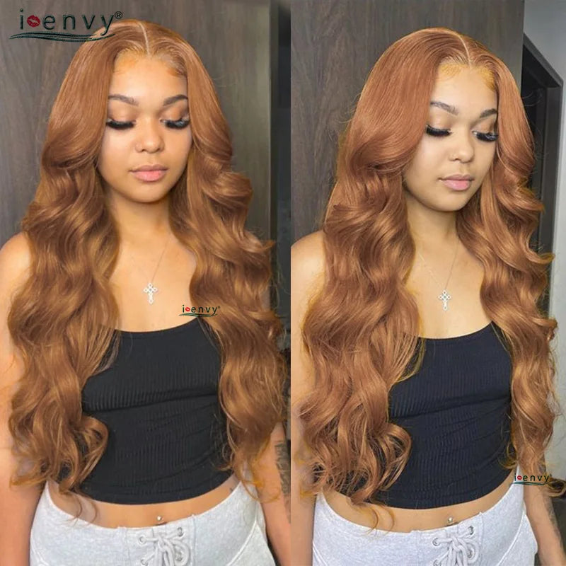 Orange Brown Lace Front Wigs Colored Ginger Blonde 13X6 Lace Frontal Human Hair Wigs Remy Burgundy Red Body Wave Lace Front Wig