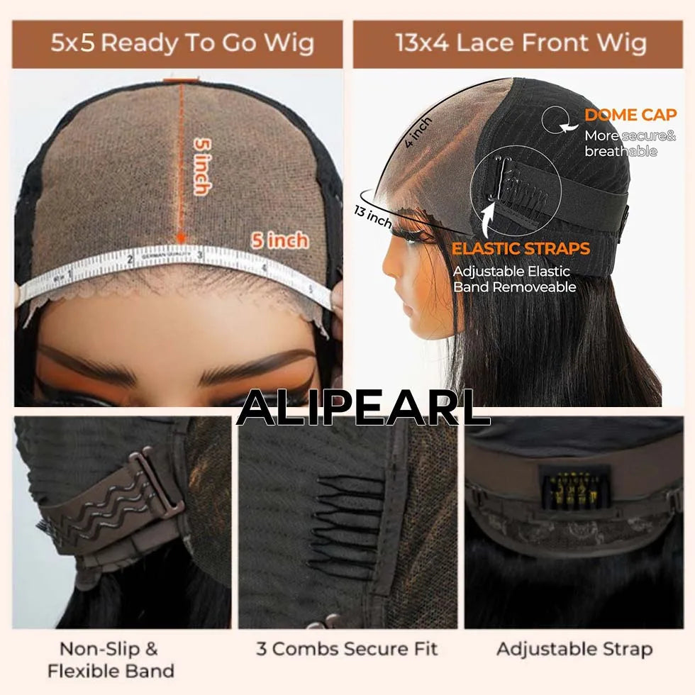 Alipearl Hair Layered Straight Hair Customized Color Highlight Wig 5×5 Lace Closure & 13×4 Lace Frontal Wig Super Natural Hair