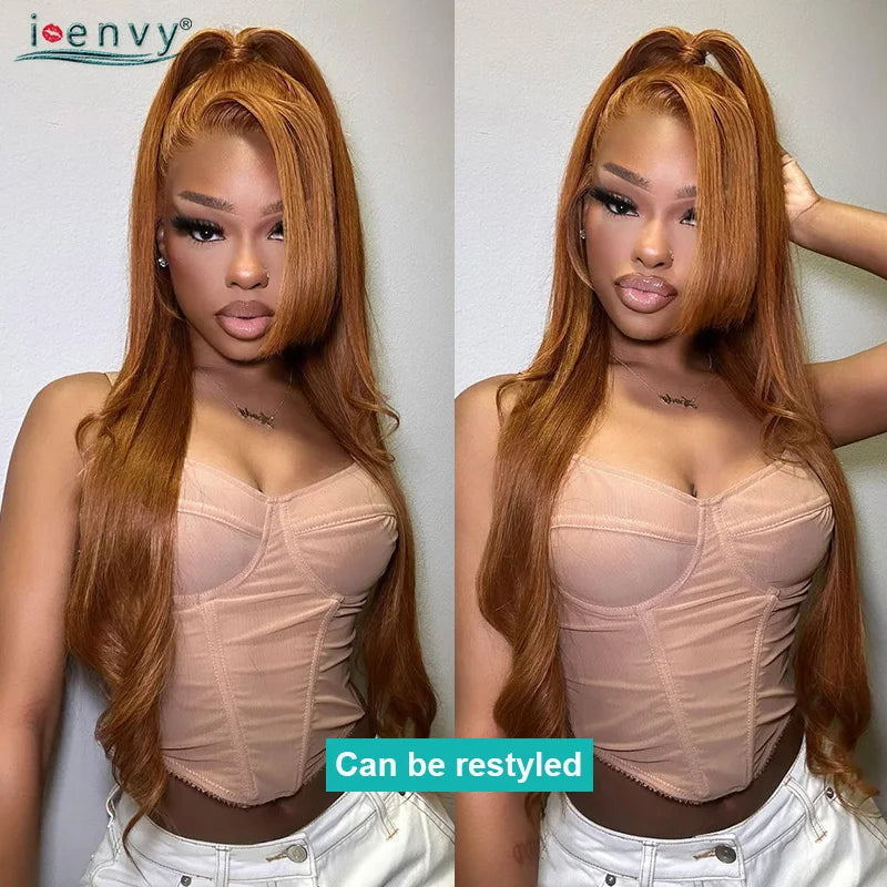 Orange Brown Lace Front Wigs Colored Ginger Blonde 13X6 Lace Frontal Human Hair Wigs Remy Burgundy Red Body Wave Lace Front Wig
