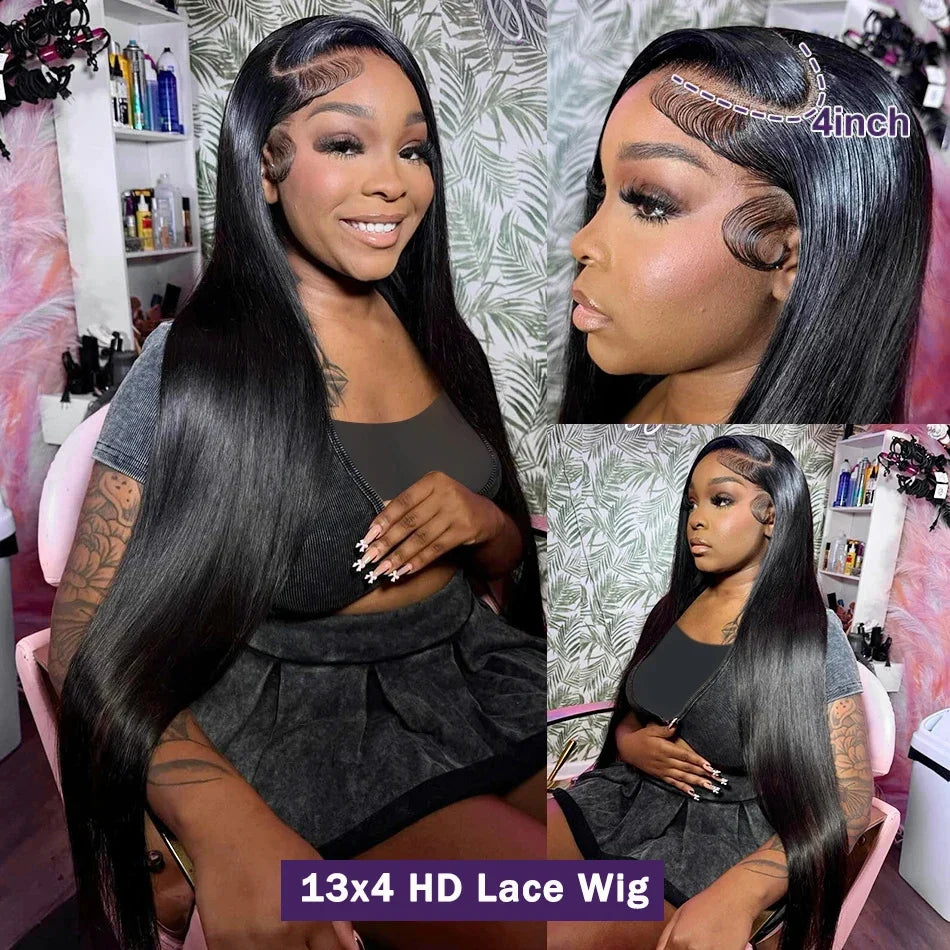 HD Lace Front Wigs 30 38 Inch Straight 13x4 13x6 Transparent Lace Frontal Human Hair Wigs Pre Plucked HD Lace Wigs For Women