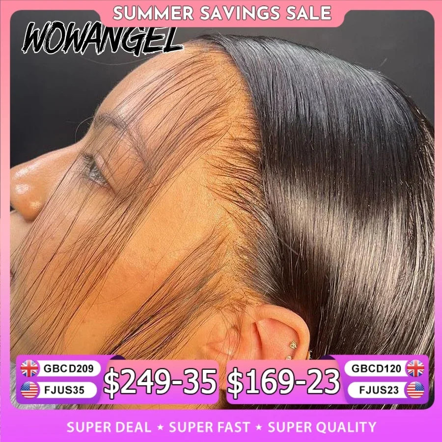 WOW ANGEL HD Lace Front Wigs 250% 13x6 HD Lace Front Wigs Straight Hair Invisible HD Lace Melt Skin HD Lace Front Human Hair Wig