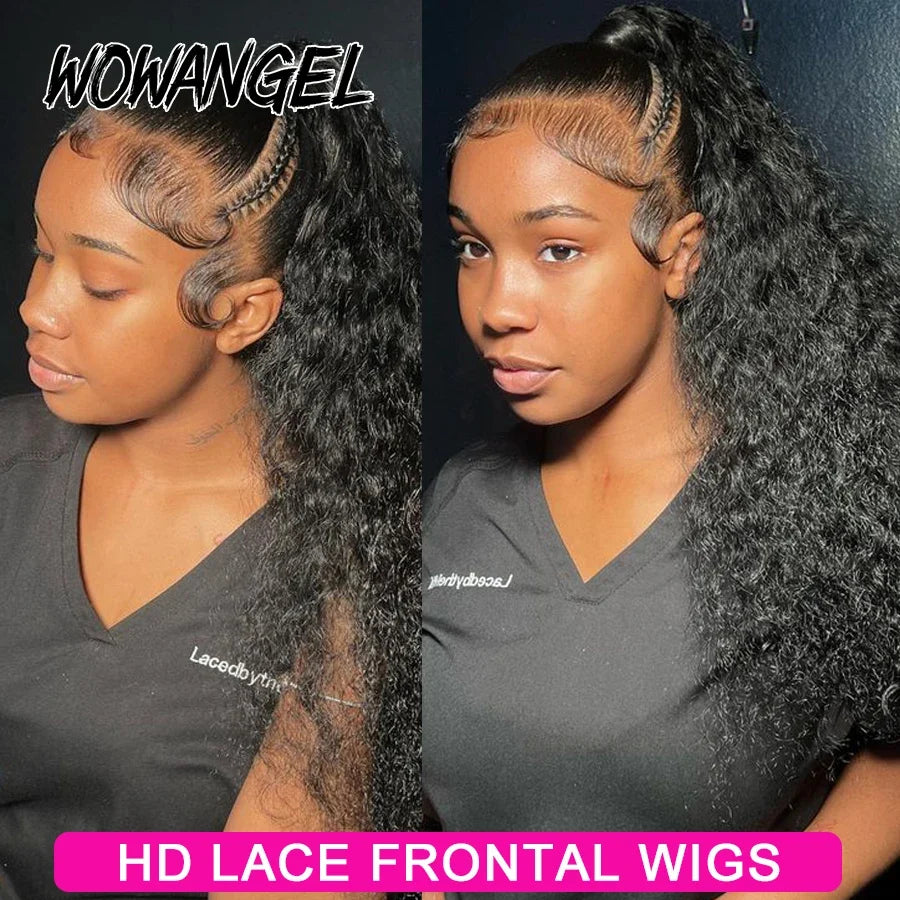 Wow Angel Water Wave HD Full Lace Frontal Wigs 36 inches 250% Human Hair Wigs Brazilian Hair Pre Plucked Glueless Wigs For Women