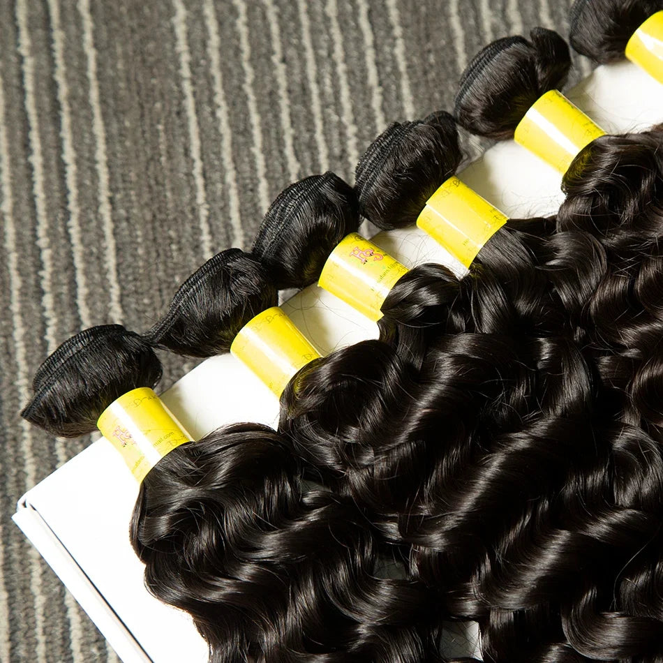 Rosabeauty Deep Wave Human Hair Bundles Brazilian 3 4 Bundles Remy Curly Water Wave Human Hair Extensions Double Weft