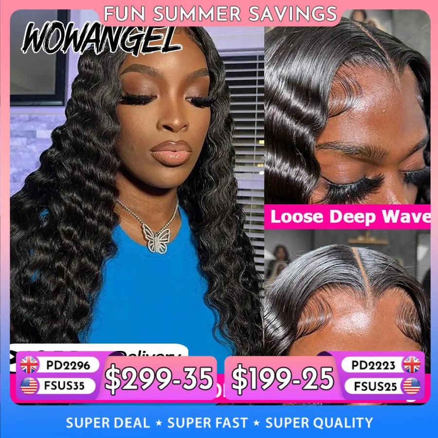 250% Loose Deep Wave Human Hair Wigs Pre Plucked 13x6 HD Full Frontal Wigs 100% Human Hair Curly Lace Front Wigs For Black Women