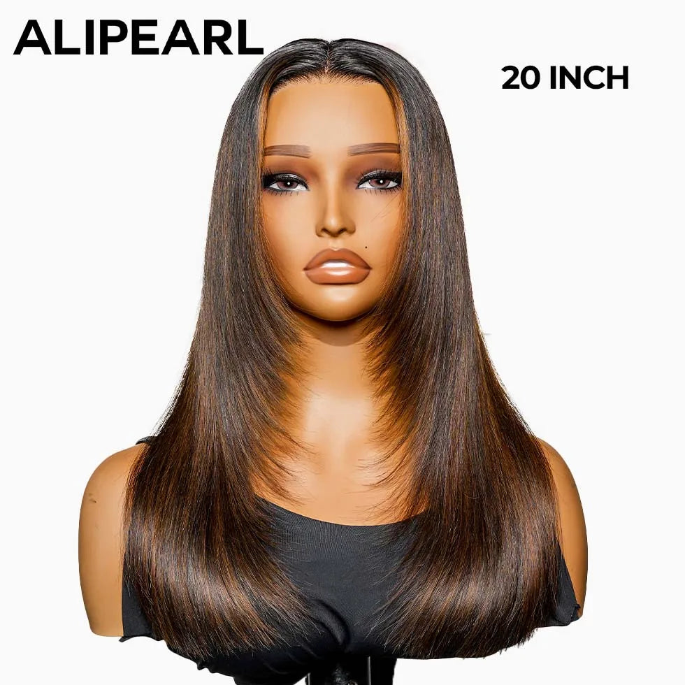Alipearl Hair Layered Straight Hair Customized Color Highlight Wig 5×5 Lace Closure & 13×4 Lace Frontal Wig Super Natural Hair