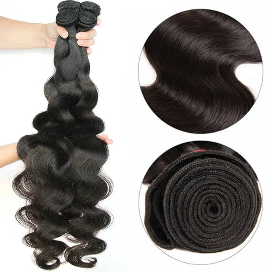Raw Brazilian Human Hair Bundles Body Wave 3 4 Bundle 28 30 Inch Virgin Remy Hair Extensions For Women Sew In Quick Weave Bundle