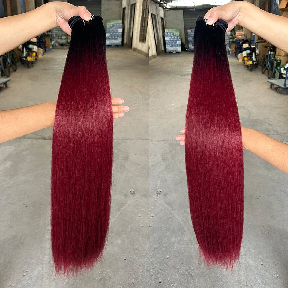 613 Honey Blonde Straight Hair Bundles Ombre Hair Extension 30 32 34 36Inch Super Long Hair Grey Synthetic Straight Hair Weaving