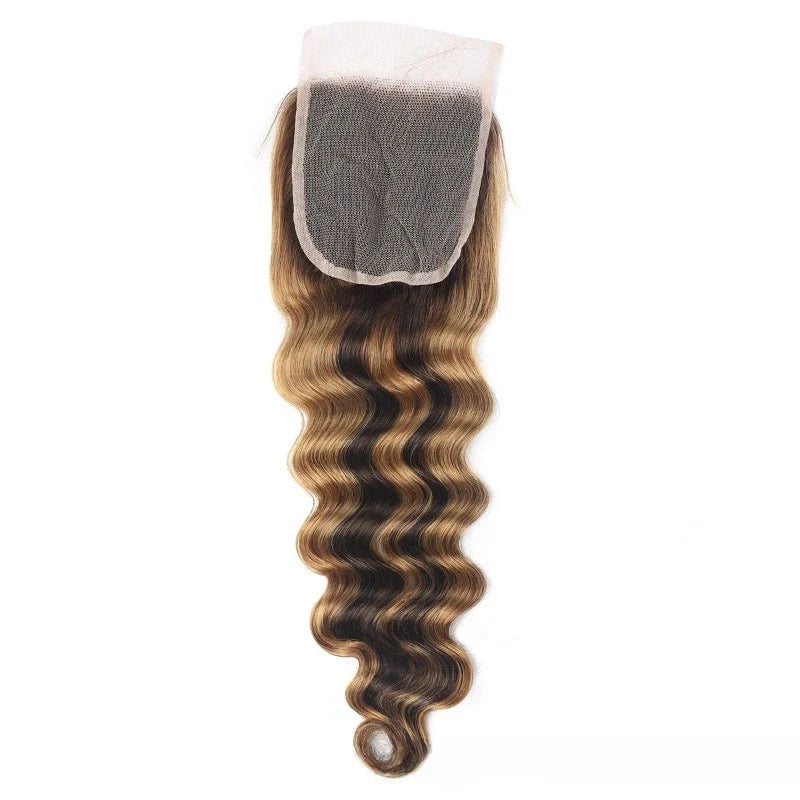 20Inch Highlight 4x4 Lace Closure Human Hair P427 Straight Body Wave Deep Kinky Curly Transparent Closure Brazilian Virgin Hair
