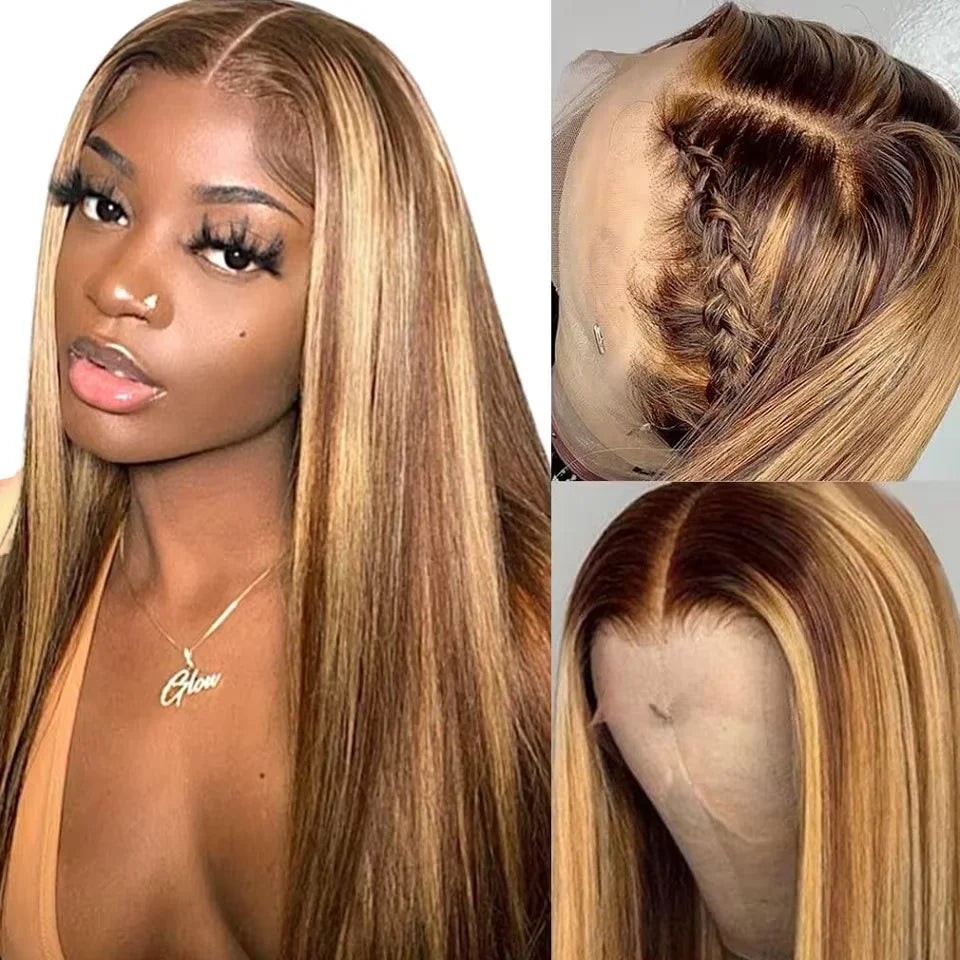 HD Highlight 13x4 Bone Straight Lace Front Wig Vietnamese Honey Blonde 13x6 Lace Frontal Wigs Remy Human Hair Wig Pre Plucked