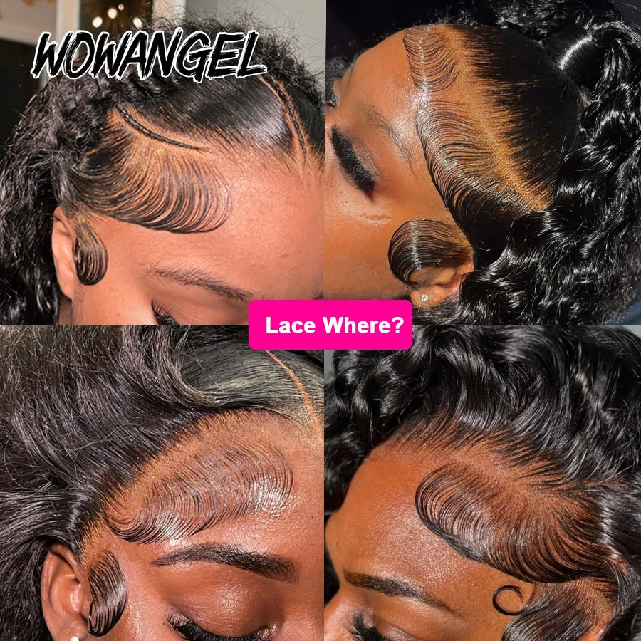 Wow Angel Glueless HD Lace Closure 5x5 Closure Water Wave Pre Plucked Natural Hairline Human Hair Curly Wigs Brazilian For Women