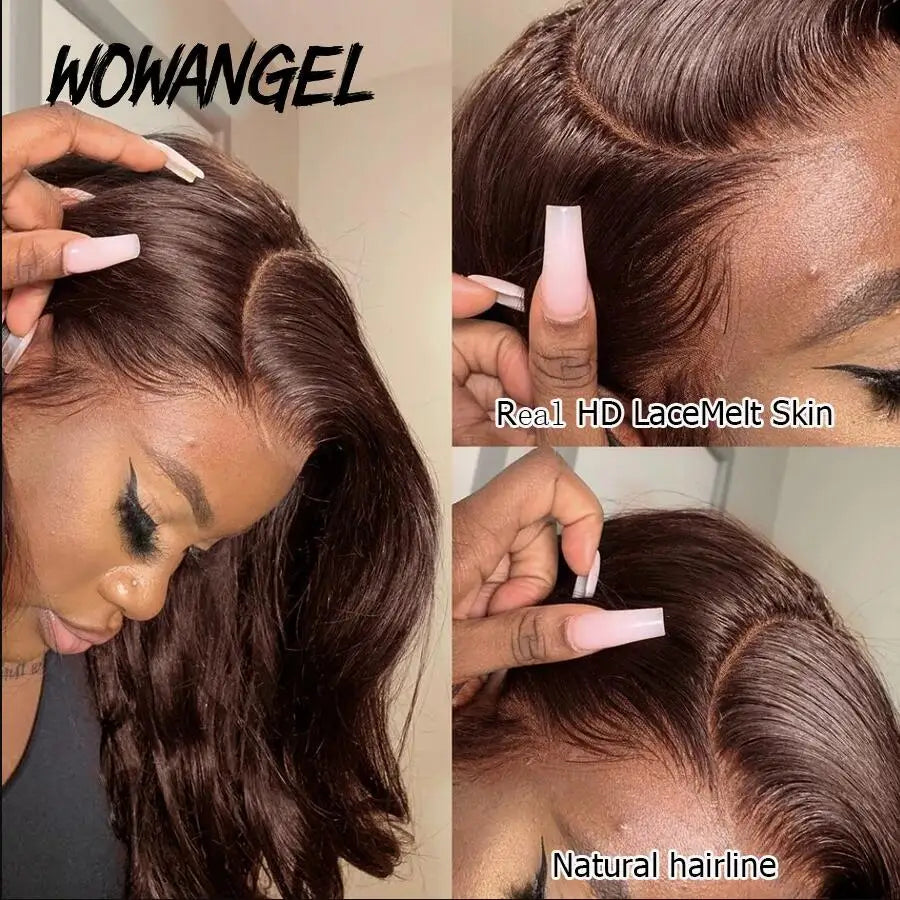 30 inches 13x4 HD Lace Frontal Wigs Body Wave Brown Wigs Chocolate Colored Wigs Melt Skin Transparent Lace Pre Plucked For Woman