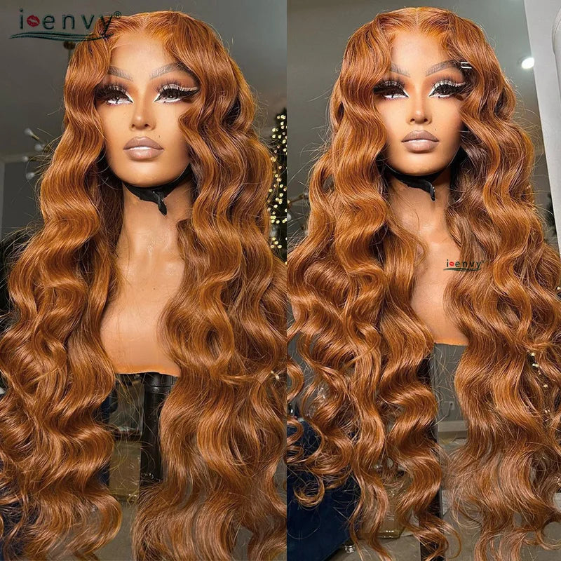 Orange Brown Lace Front Wigs Colored Ginger Blonde 13X6 Lace Frontal Human Hair Wigs Remy Burgundy Red Body Wave Lace Front Wig