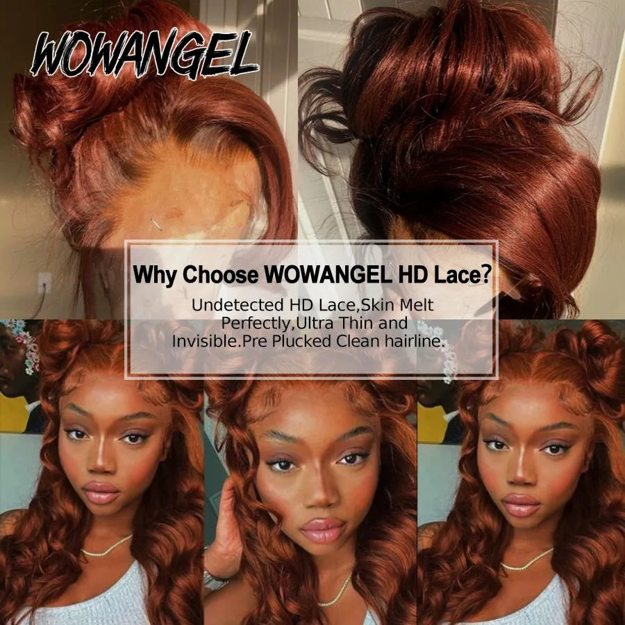 30inch Body Wave Wigs 13x6 HD Lace Frontal Wigs Reddish Brown Colored Wigs Pre Cut HD Transparent Lace Front Human Hair Wig