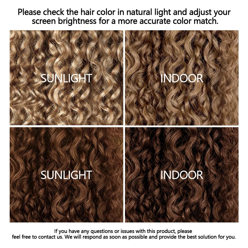 #4 Brown Highlight Human Crochet Hair With String Body Wave Invisible Pre Separated Knotless Crochet Hair Extensions For Braid
