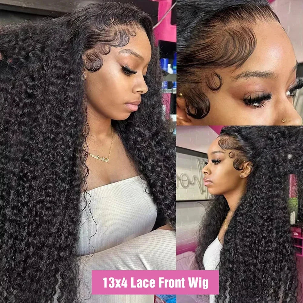 300% Curly Lace Front Human Hair Wig Wet and Wavy Wigs For Women Water Deep Wave 13x6 HD Lace Frontal Human Hair Wig 250 Density